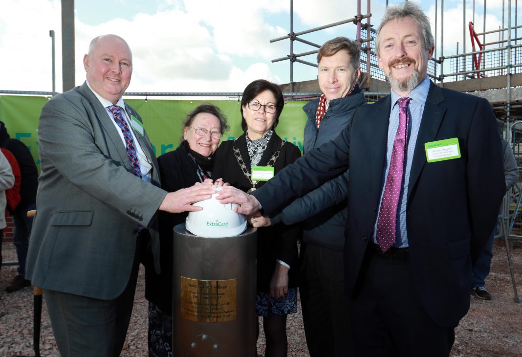 Burying the time capsule at the Stoke Gifford Village development