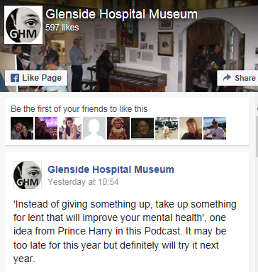 Example of facebook post relating to a topical national issue (Glenside Hospital Museum)
