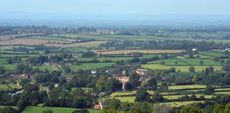 An aerial image of the green South Gloucestershire countryside