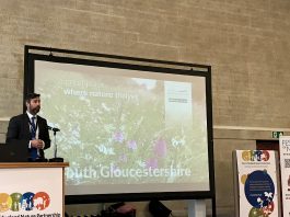 Council Leader Toby Savage speaking at the West of England Nature Partnership conference.