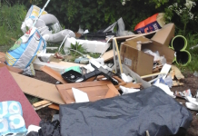 Fly-tipped waste at Easter Compton