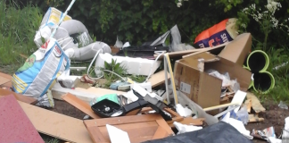 Fly-tipped waste at Easter Compton