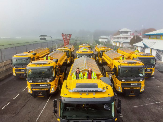 The council’s gritter team at the ready with the new fleet of efficient gritters.