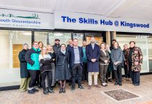 Councillors Savage, Williams and Burton with members of South Gloucestershire Council’s Community Learning & Skills team.
