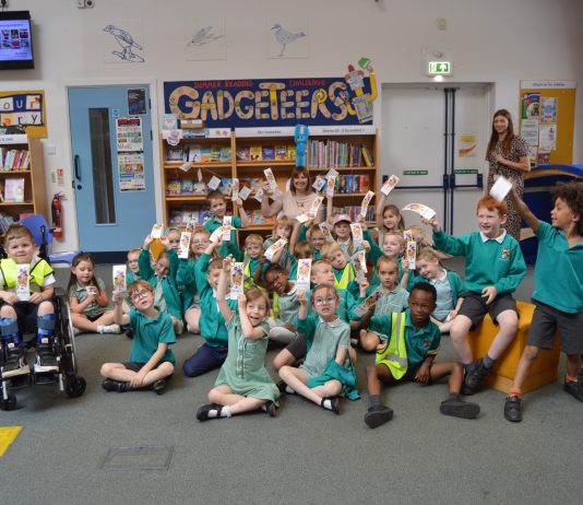 South Gloucestershire children celebrating the launch of the 2022 Summer Reading Challenge