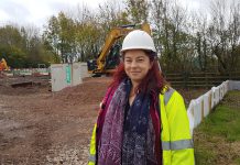 Councillor Rachael Hunt at Mangotsfield Sort It centre during the slip road’s construction