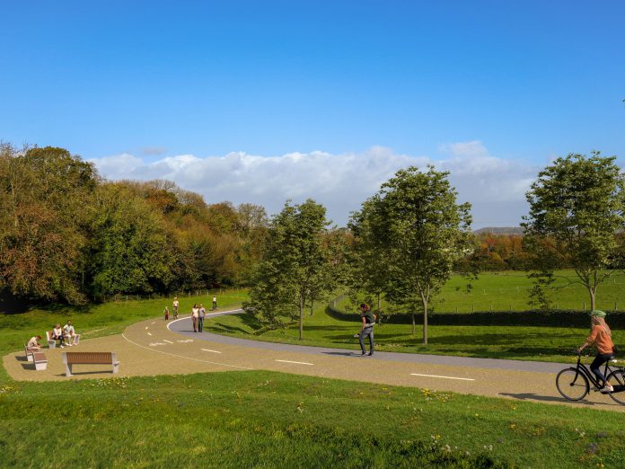 An illustration of what the greenway will look like on Alveston Hill.