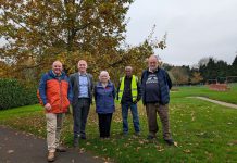 John Morris, SGC delivery project manager; Councillor Sean Rhodes; Jennifer Harmer from South Gloucestershire Disability Action Group; Rafick Ackbar from Friends of Kingswood Park and James Hackett from Friends of Kingswood Park