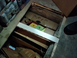 Vape devices hidden under floorboards