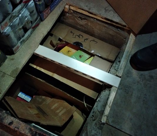 Vape devices hidden under floorboards