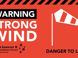 Red strong wind warning