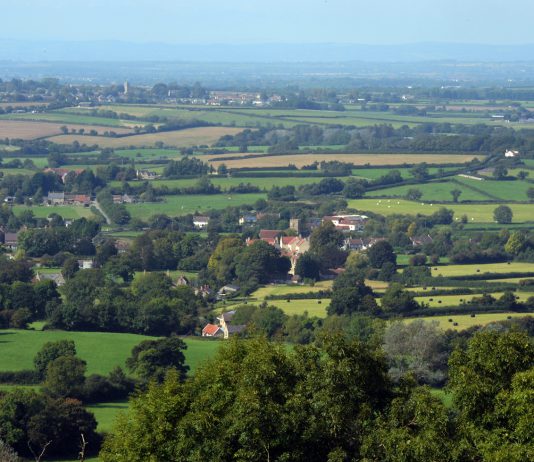 An aerial image of the green South Gloucestershire countryside
