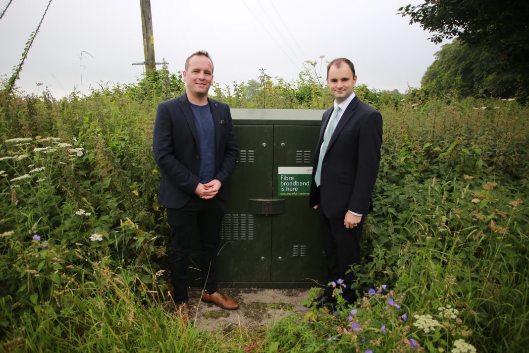 Cllr Burton and MP Luke Hall broadband