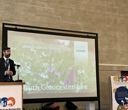 Council Leader Toby Savage speaking at the West of England Nature Partnership conference.