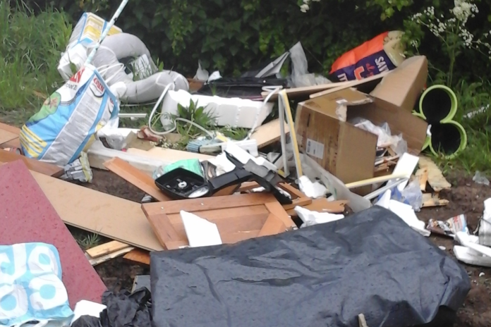 Fly-tipped waste at Easter Compton