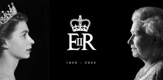 A banner in black and white showing two profiles of Her Majesty Queen Elizabeth II.