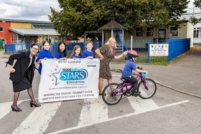 Councillor Erica Williams, cabinet member responsible for schools at South Gloucestershire Council, with children at Barley Close Community Primary School