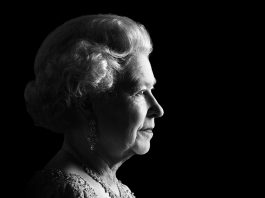 Black and white portrait of Her Majesty The Queen