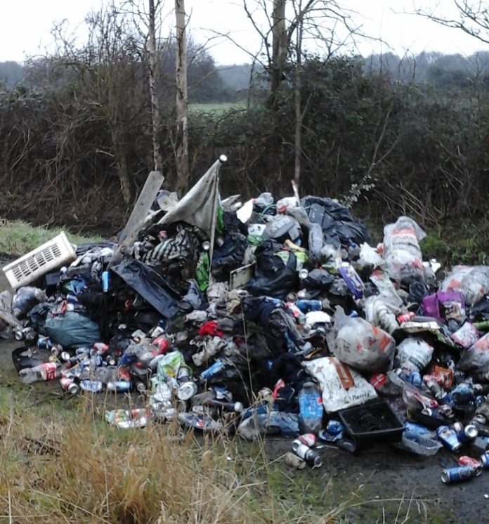 A photograph of the fly-tipped waste discovered in Severn Beach