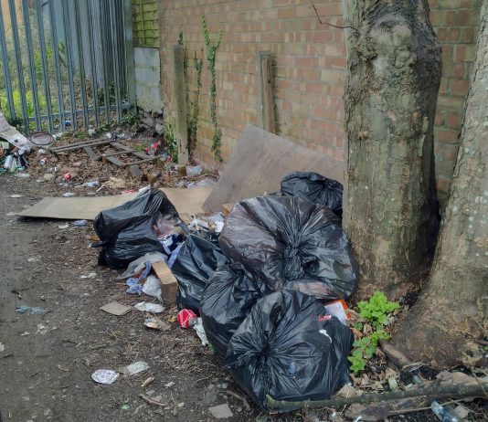A photograph of fly-tipped waste in Filton