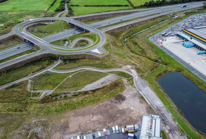 An aerial view of the M49 junction