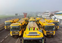 The council’s gritter team at the ready with the new fleet of efficient gritters.