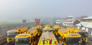 The council’s gritter team at the ready with the new fleet of efficient gritters.