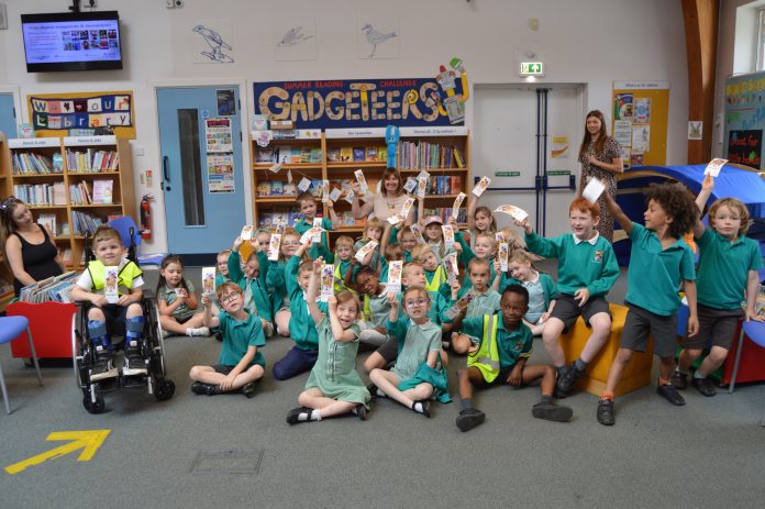 South Gloucestershire children celebrating the launch of the 2022 Summer Reading Challenge