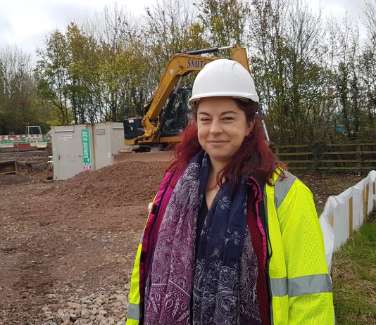 Councillor Rachael Hunt at Mangotsfield Sort It centre during the slip road’s construction