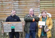 Tom Hampson, volunteer at Hedgehog Rescue, Councillor Steve Reade, cabinet member responsible for the environment at South Gloucestershire Council, and Yvonne Cox, founder of Hedgehog Rescue in Yate