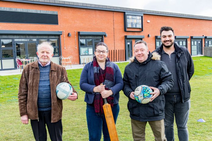 Roger Loveridge Chairman of the Patchway and Charlton Hayes Community Sports Association, Councillor Rachael Hunt cabinet member responsible for communities at South Gloucestershire Council, Councillor Dayley Lawrence Mayor of Patchway, and Jack Turner Clerk at Patchway Town Council