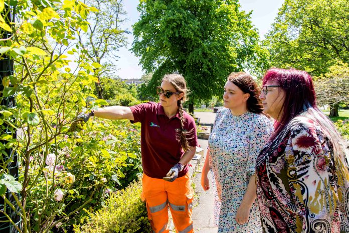 Cllrs Jayne Stansfield and Leigh Ingham pictured with a Volunteer Group Support Officer from South Gloucestershire Council's Streetcare team.