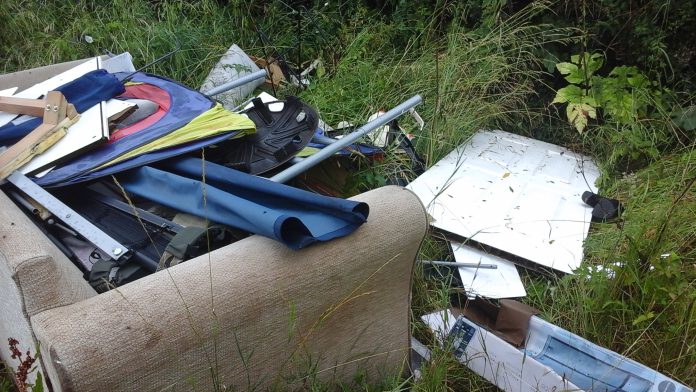 A photograph of the fly-tipped waste at Foss Lane