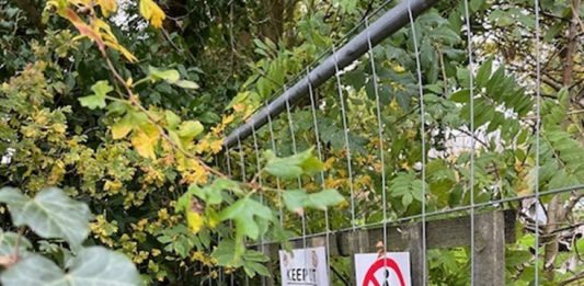 A fenced off path with no entry signs