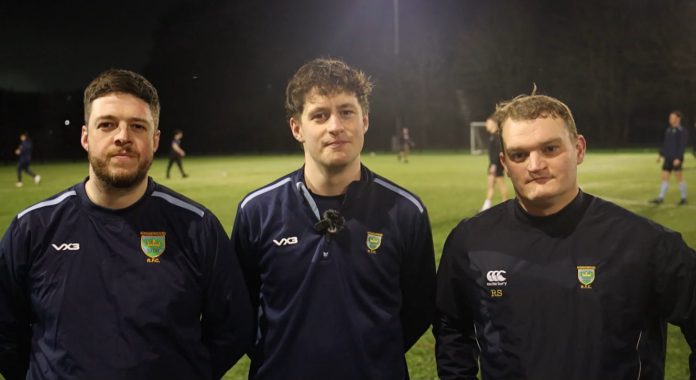 Kingswood RFC players (from left to right) Nick Baber, Ollie Marsh and Richard Shacklock
