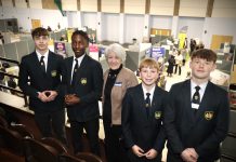 Councillor Tyrrell and some of The Castle School students