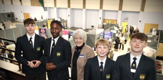 Councillor Tyrrell and some of The Castle School students