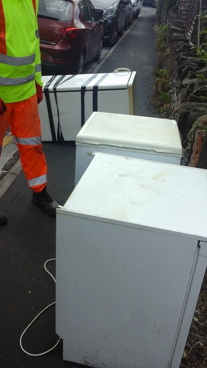 Fly-tipped fridges