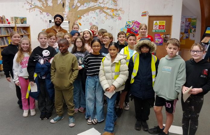 Pupils from Blackhorse Primary School and Alex Wharton