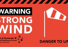 Red strong wind warning