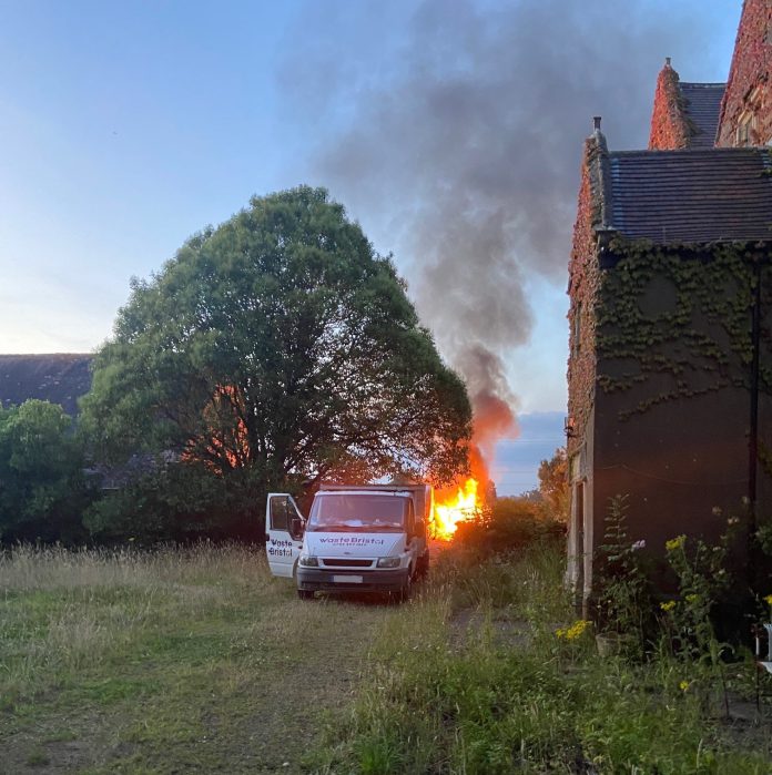 a bonfire burning at Rangeworthy Court