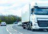 Traffic on a road including a lorry