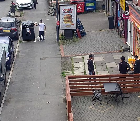 CCTV of waste being placed in a public bin