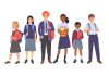 An illustration of school children