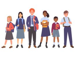 An illustration of school children