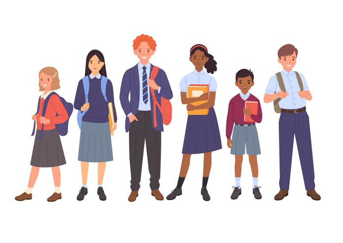 An illustration of school children