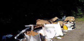 Fly-tipped waste at Serridge Lane