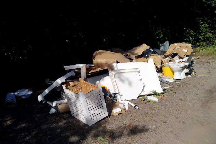 Fly-tipped waste at Serridge Lane