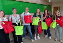 Councillor Alison Evans and council staff who helped put together the packs