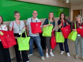 Councillor Alison Evans and council staff who helped put together the packs